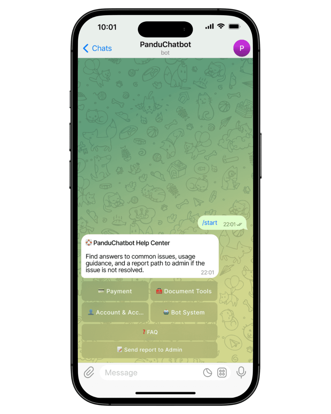 Telegram bot help center for support, FAQ, and service guidance